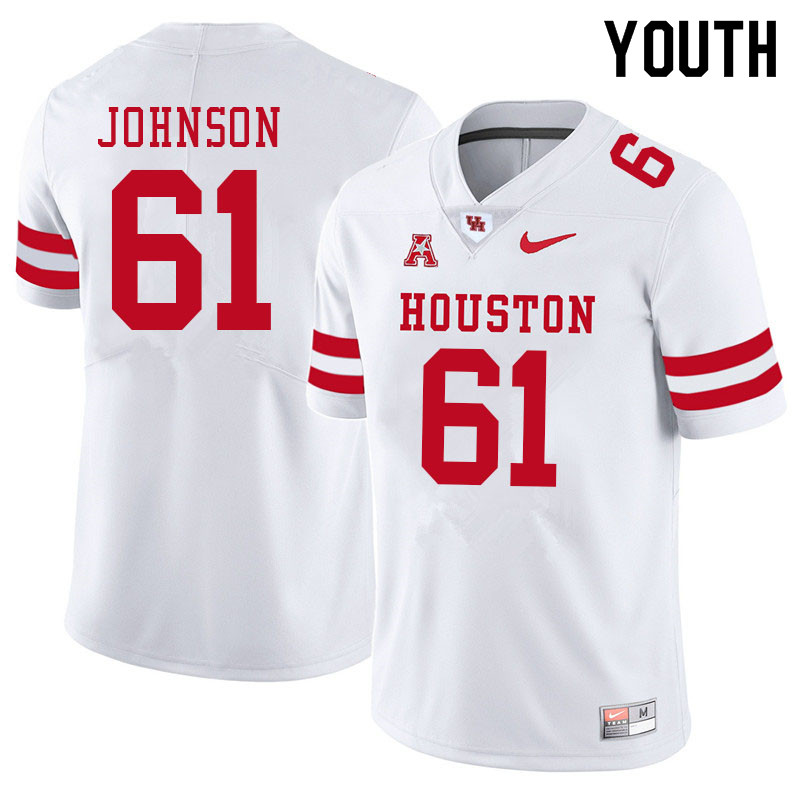Youth #61 Benil Johnson Houston Cougars College Football Jerseys Sale-White - Click Image to Close